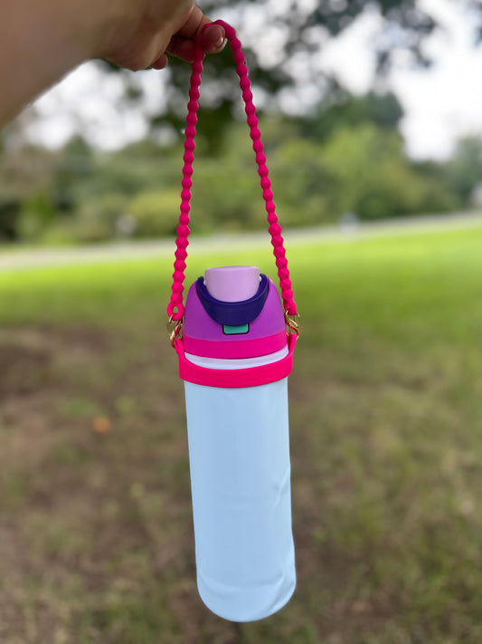 Silicone Carry Strap for Bottles and Tumblers - Bright Pink