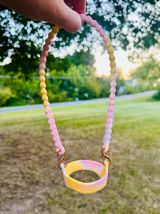 Silicone Carry Strap for Bottles and Tumblers - Pink/Yellow
