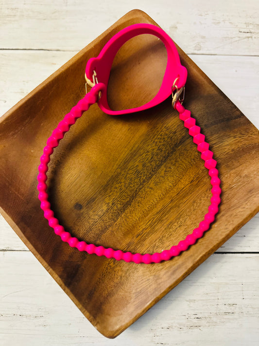 Silicone Carry Strap for Bottles and Tumblers - Bright Pink