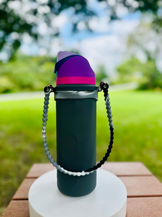 Silicone Carry Strap for Bottles and Tumblers - Black/Gray/White
